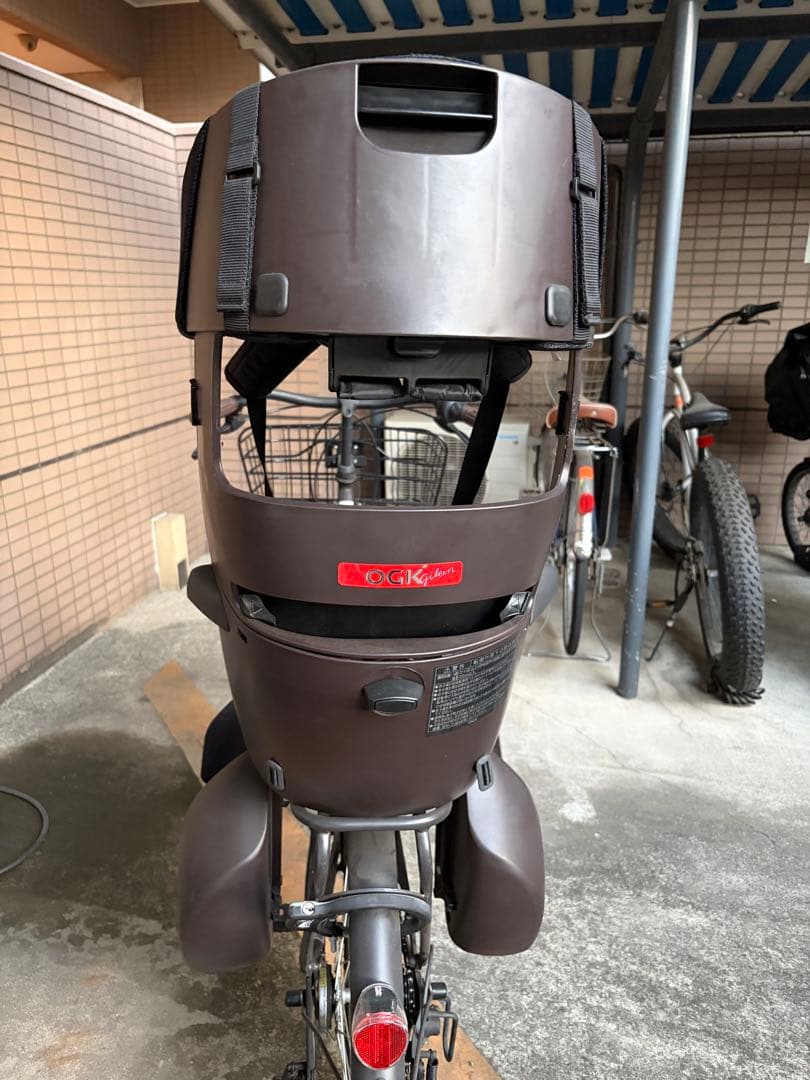 ブラウン チャイルドシート付きシティサイクル　ボールドラインOGK グランディア