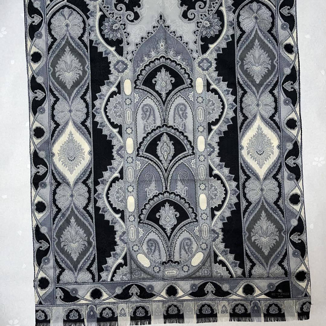 ETRO エトロ　大判ストール・ショール　ペイズリー柄　SILK×WOOL