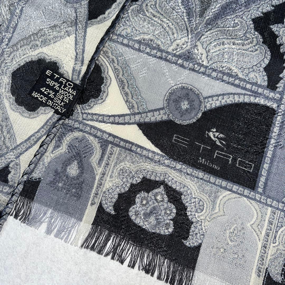 ETRO エトロ　大判ストール・ショール　ペイズリー柄　SILK×WOOL