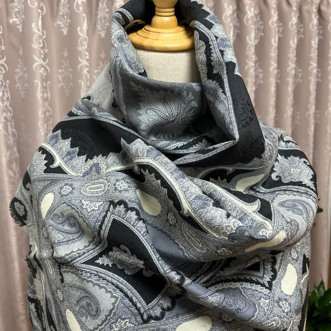 ETRO エトロ　大判ストール・ショール　ペイズリー柄　SILK×WOOL