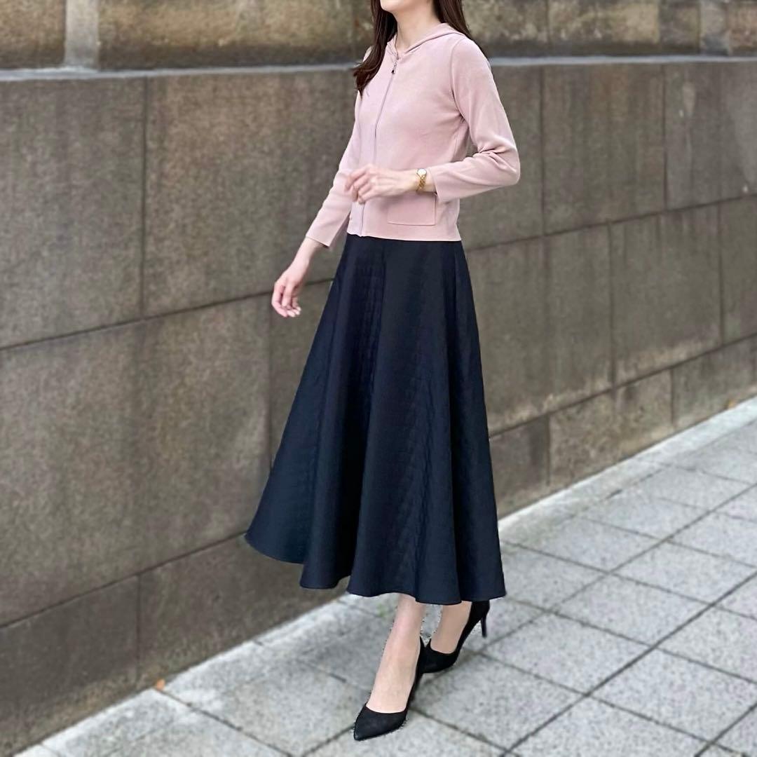 美品 M-premier BLACK キルティングロングフレアスカート 36