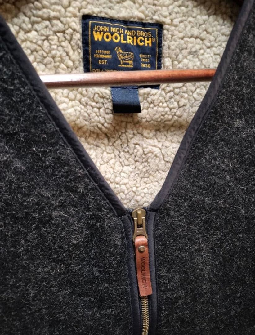 【レア】WOOLRICH ウール ボアベスト チャコールグレー