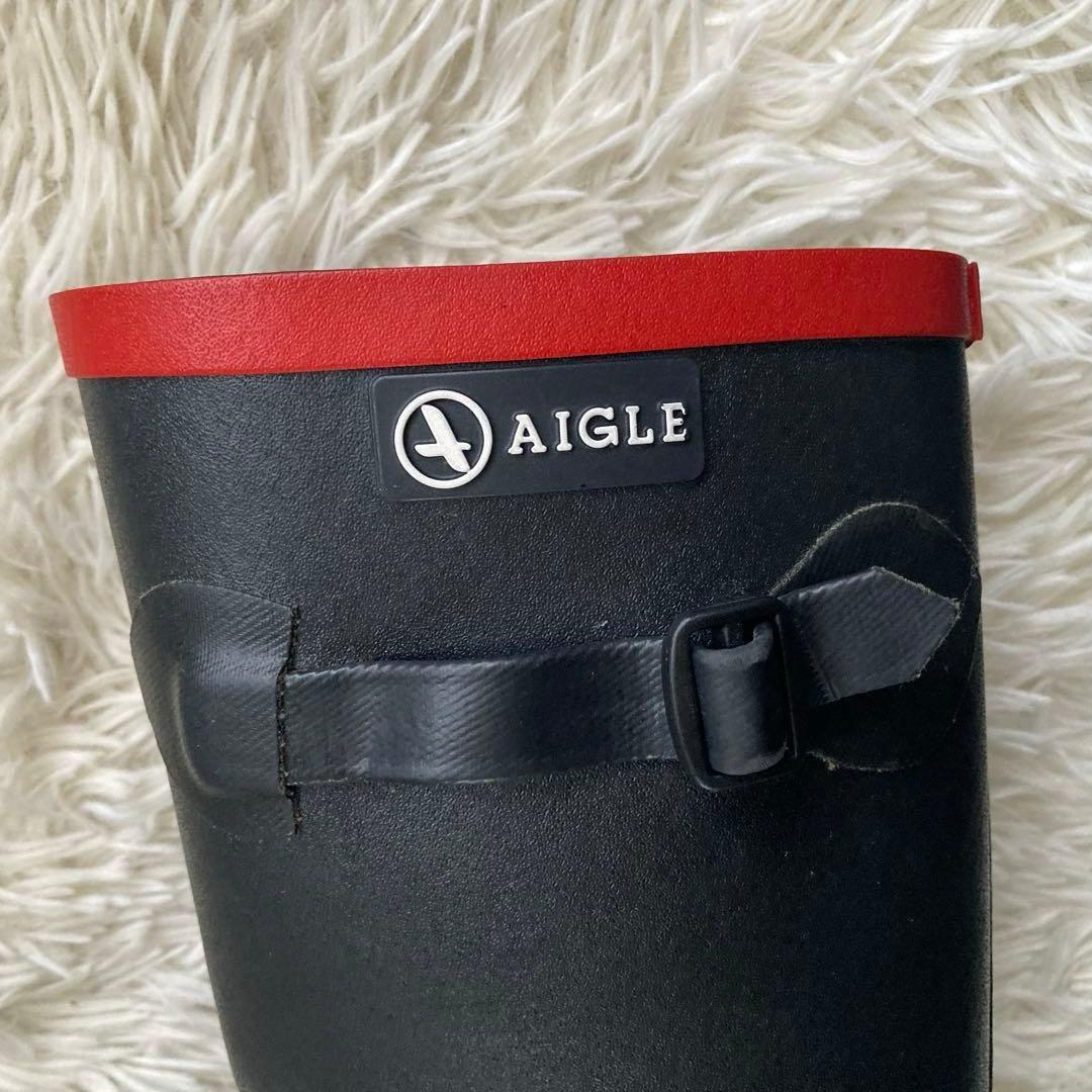 AIGLE 長靴 ブラック/レッド シャンタベル　37
