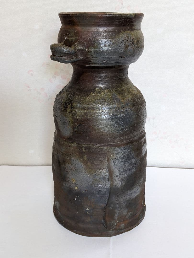 ♦備前焼 双耳瓶 花瓶 作家物 花器 花活け 置物飾り 骨董品