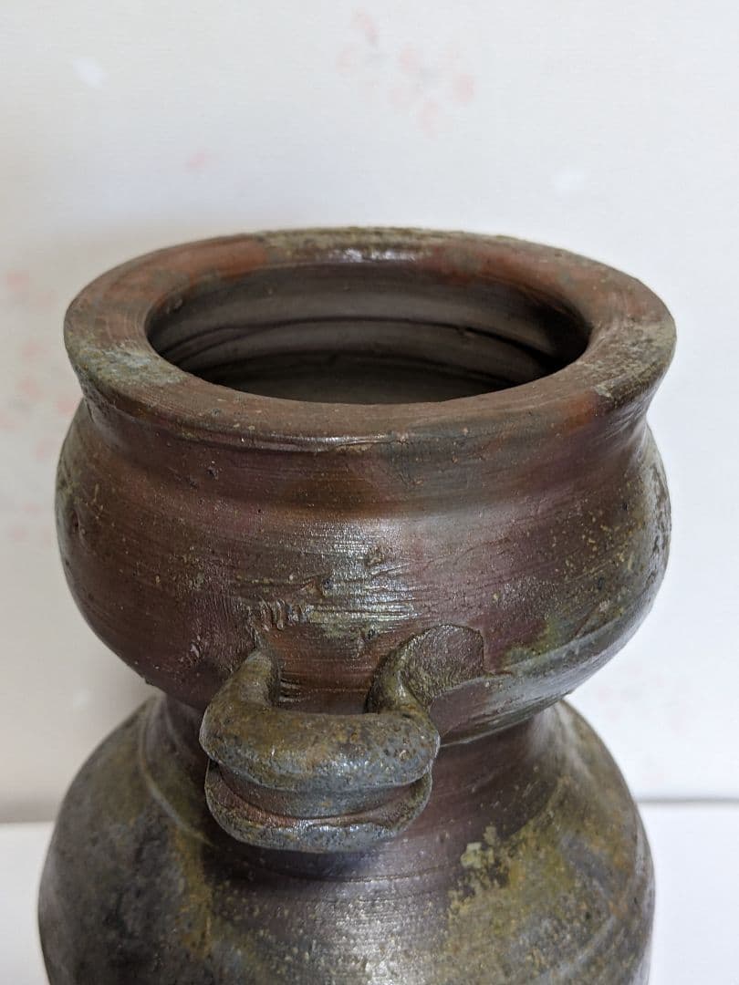 ♦備前焼 双耳瓶 花瓶 作家物 花器 花活け 置物飾り 骨董品
