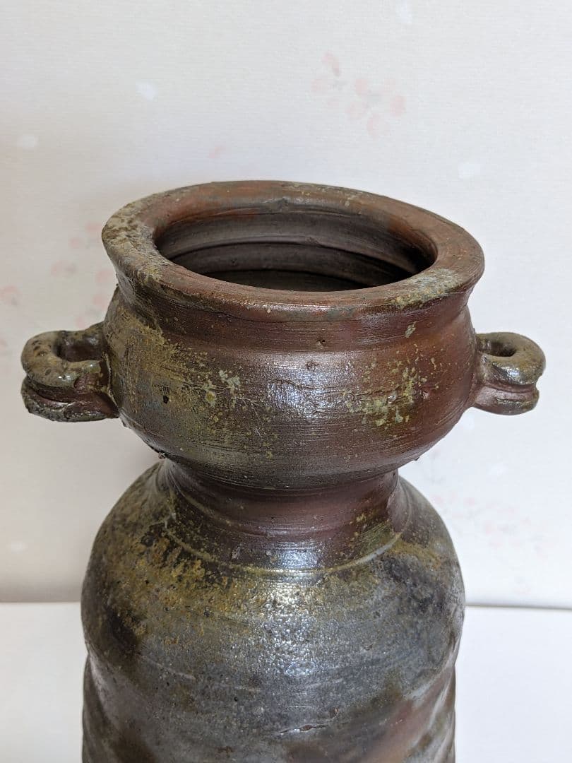♦備前焼 双耳瓶 花瓶 作家物 花器 花活け 置物飾り 骨董品
