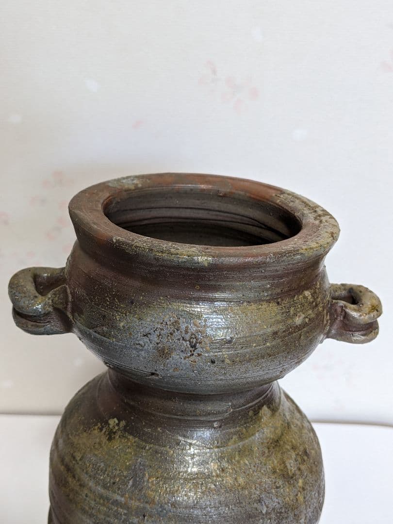 ♦備前焼 双耳瓶 花瓶 作家物 花器 花活け 置物飾り 骨董品