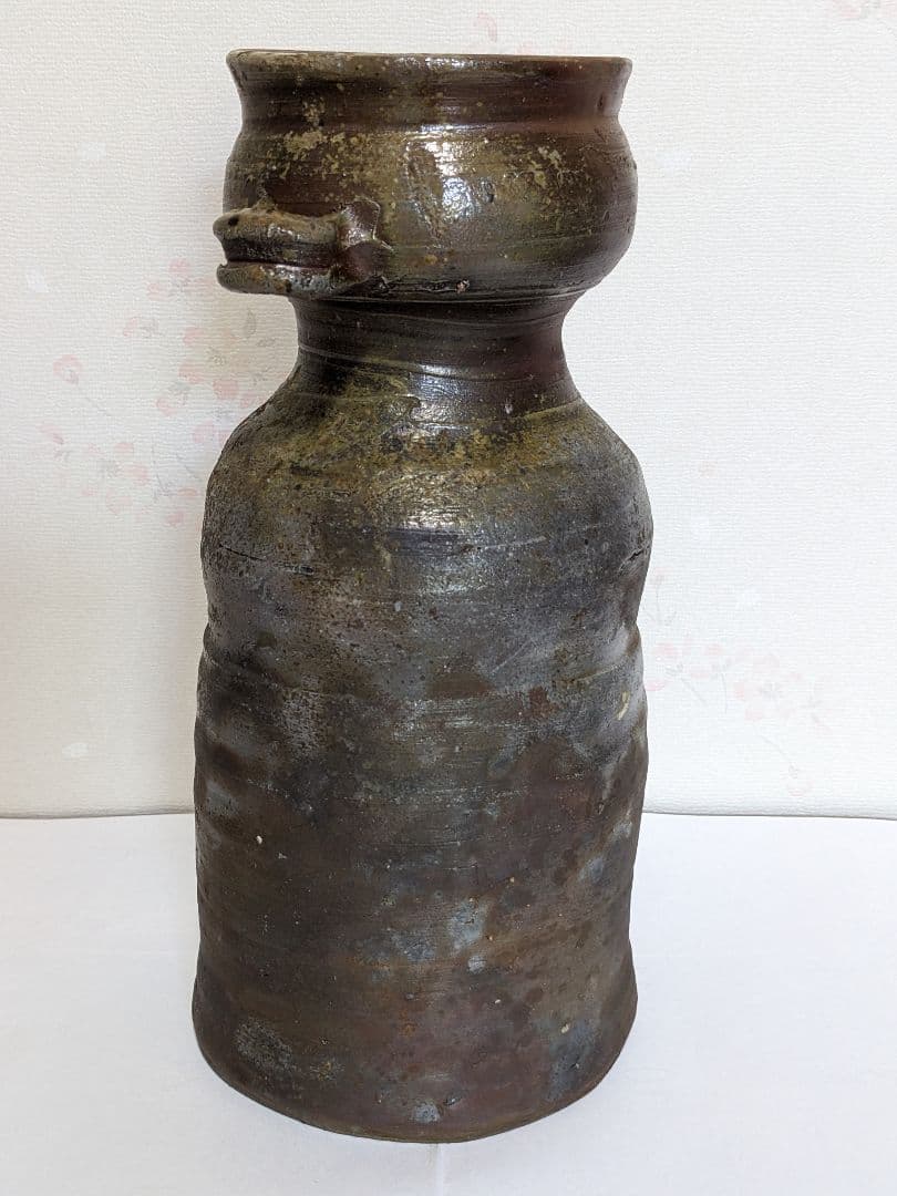 ♦備前焼 双耳瓶 花瓶 作家物 花器 花活け 置物飾り 骨董品