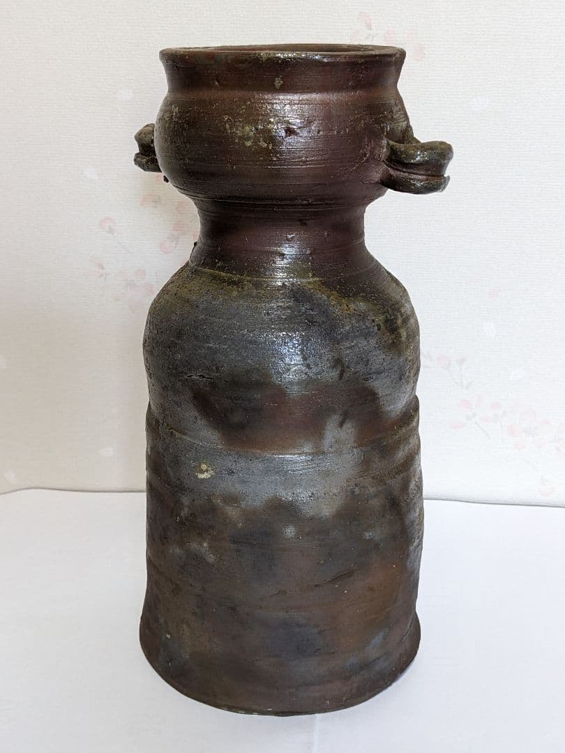 ♦備前焼 双耳瓶 花瓶 作家物 花器 花活け 置物飾り 骨董品