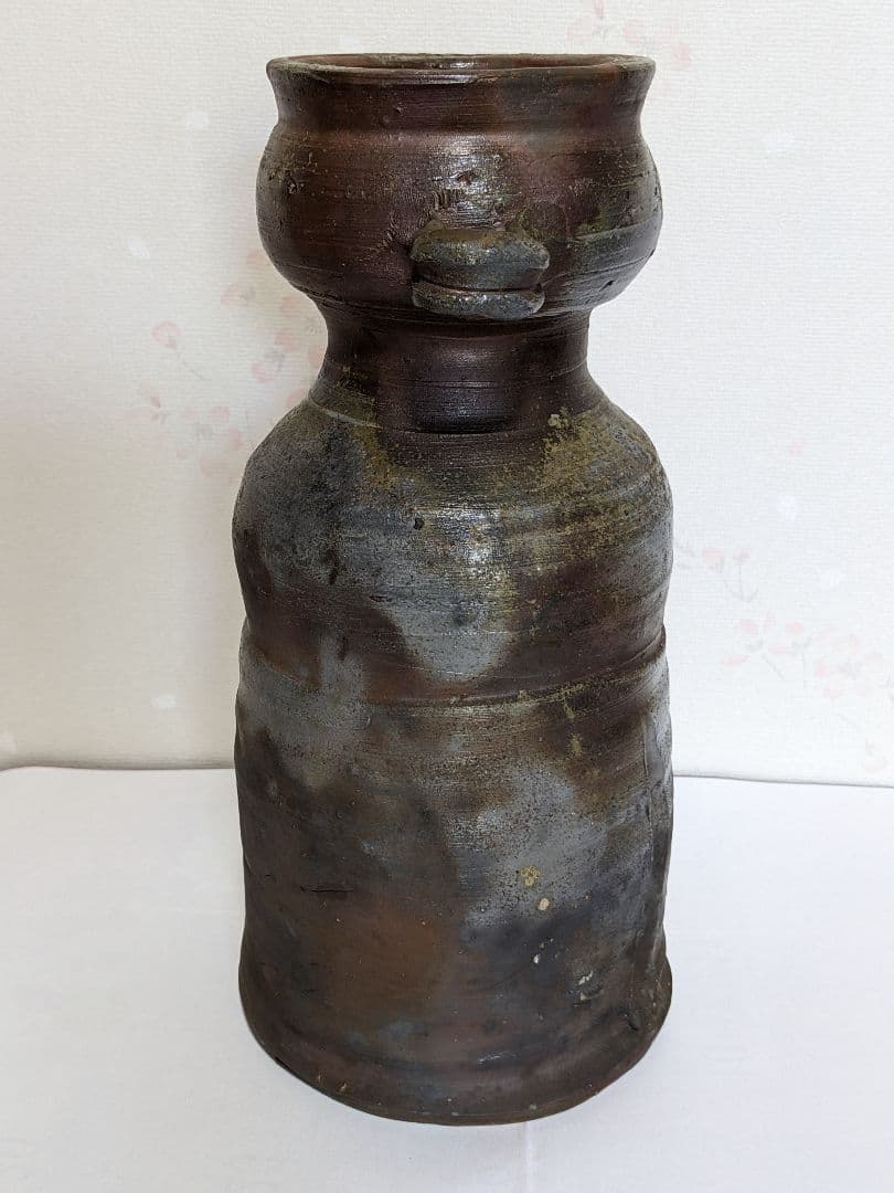 ♦備前焼 双耳瓶 花瓶 作家物 花器 花活け 置物飾り 骨董品
