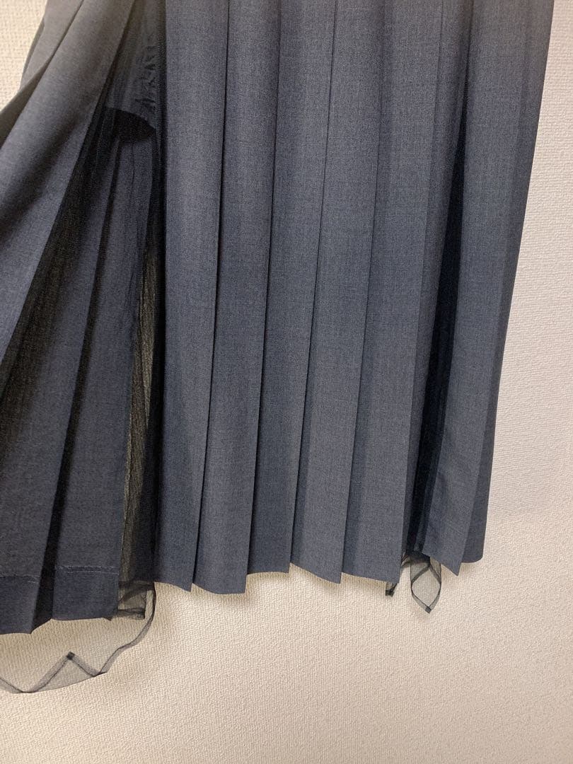 スカート FETICO WOOL&TULLE COMBINED PLEATED SKIRT