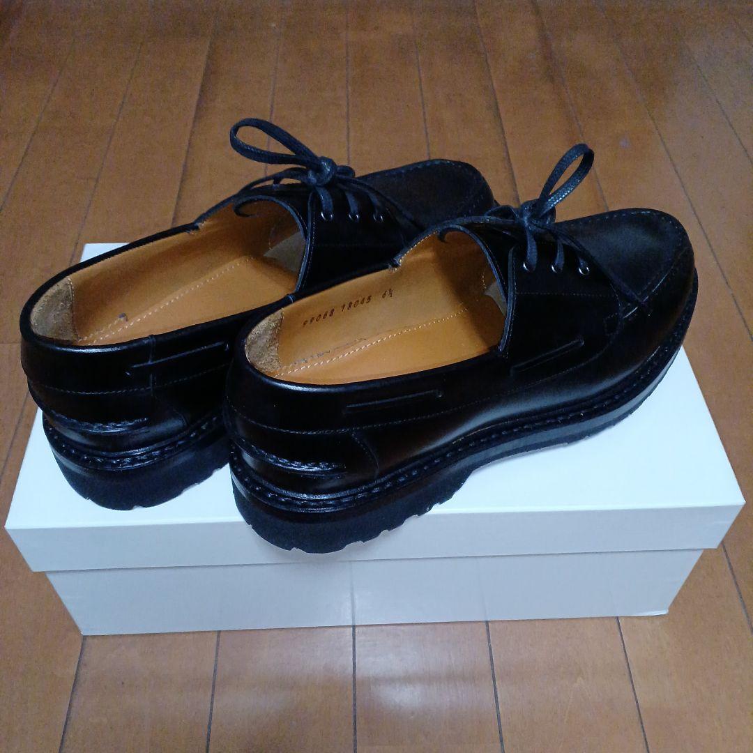 黒レザー モカシンシューズ レースアップ