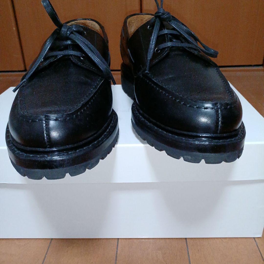 黒レザー モカシンシューズ レースアップ