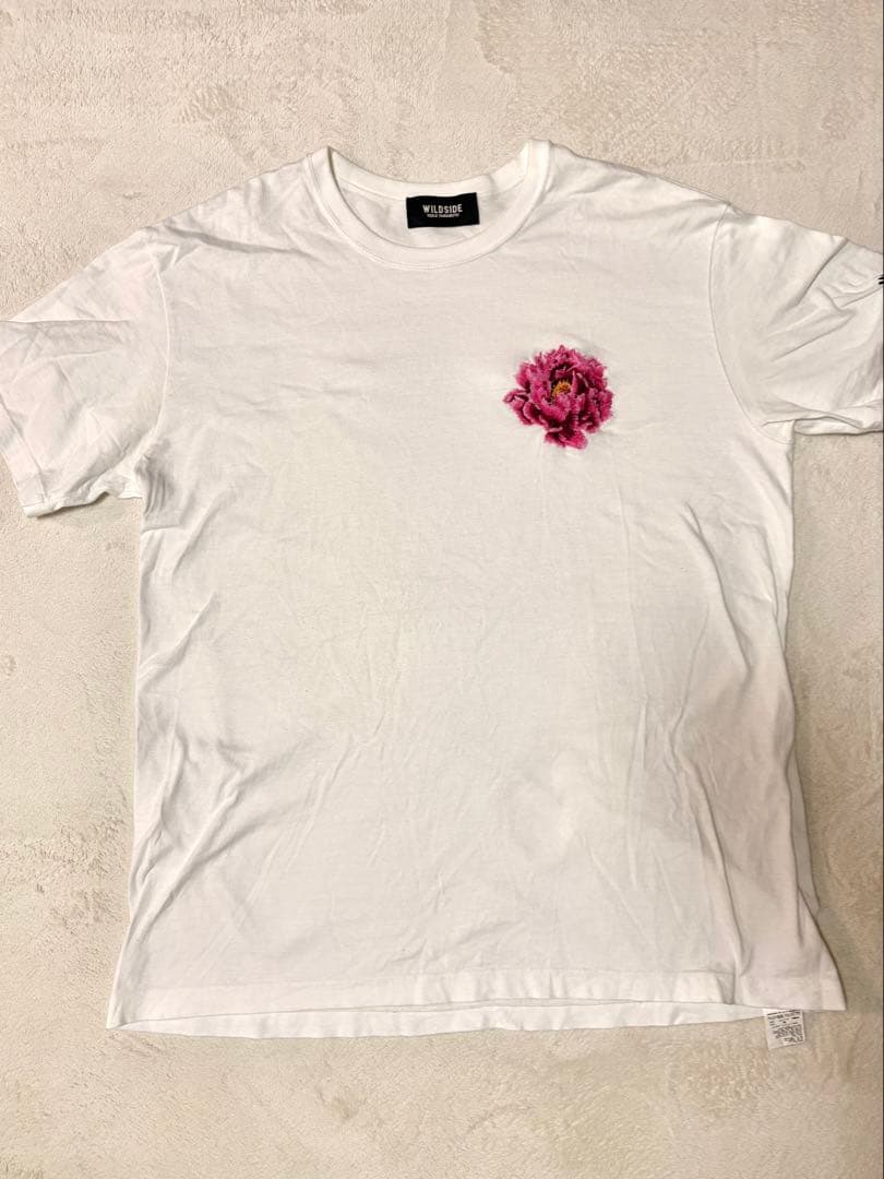 WILDSIDE YOHJI YAMAMOTO T-shirt 牡丹刺繍ホワイト