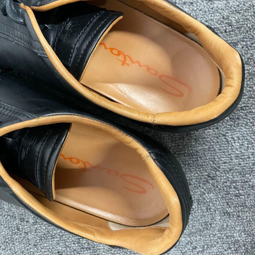 サントーニ Santoni ローカットスニーカー レザー ブラック 8 1/2