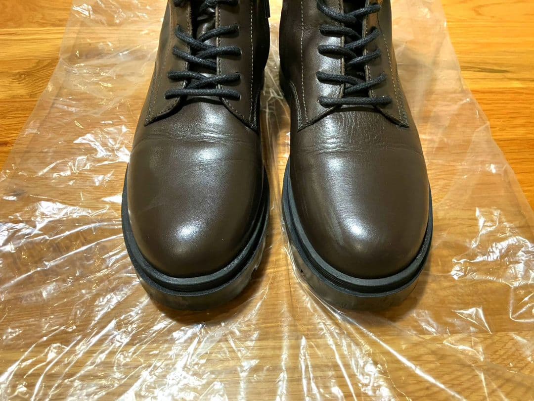 【極美品】FABIO RUSCONI　サイドジップレースアップブーツ 茶 37