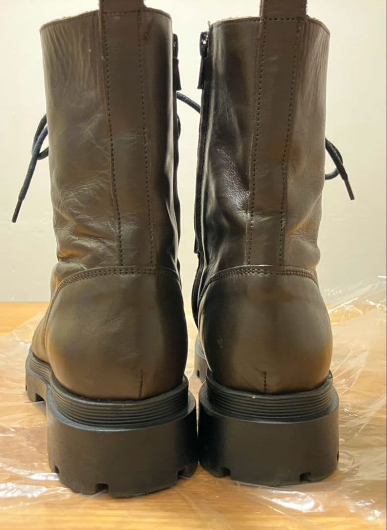 【極美品】FABIO RUSCONI　サイドジップレースアップブーツ 茶 37