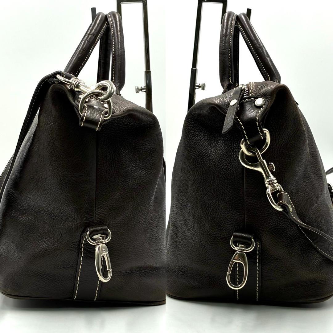 美品 TORNABUONI 2way ボストンバッグ レザー ダークブラウン