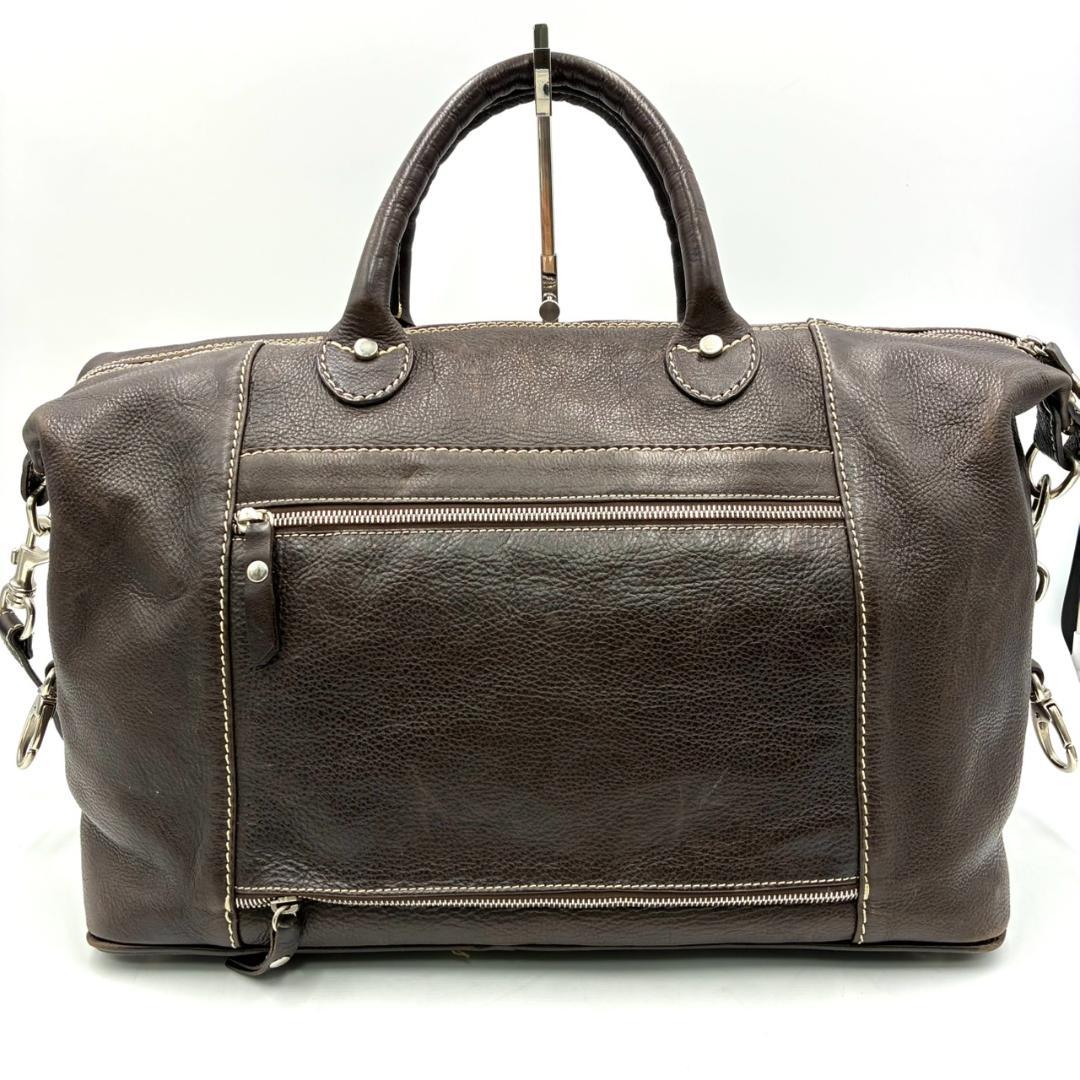 美品 TORNABUONI 2way ボストンバッグ レザー ダークブラウン