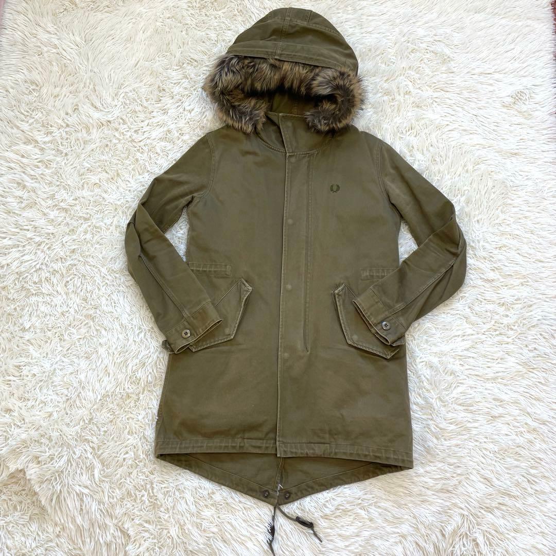 FRED PERRY カーキ インナー ロゴ ファー 3way モッズコート