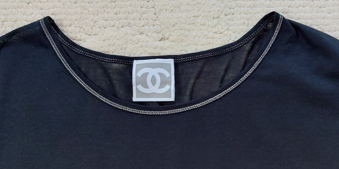 CHANEL　シャネル　スポーツライン　Tシャツ　黒　裾フリル　Size42
