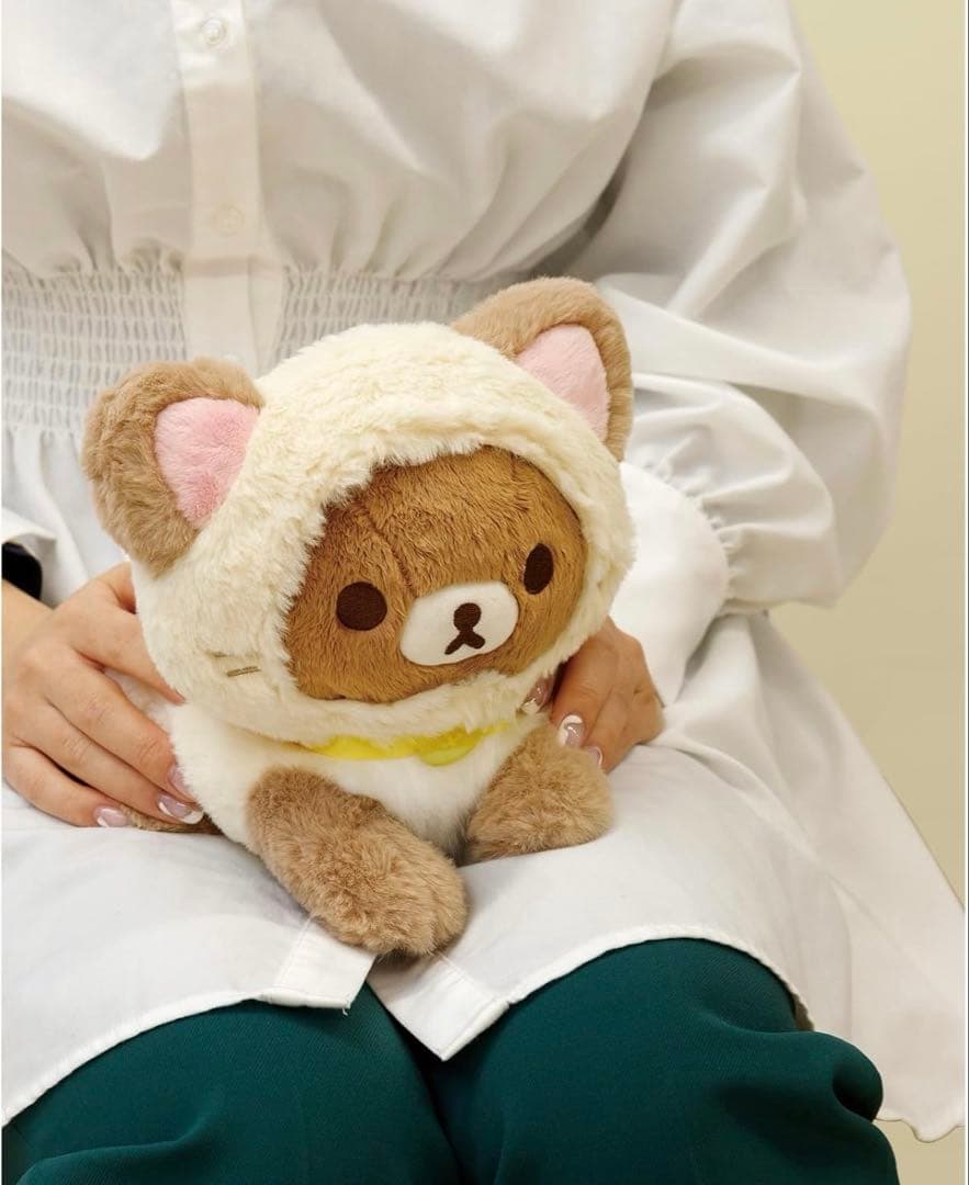 リラックマ 「ねこねこの湯」 ねこねこひざのりぬいぐるみ チャイロイコグマ