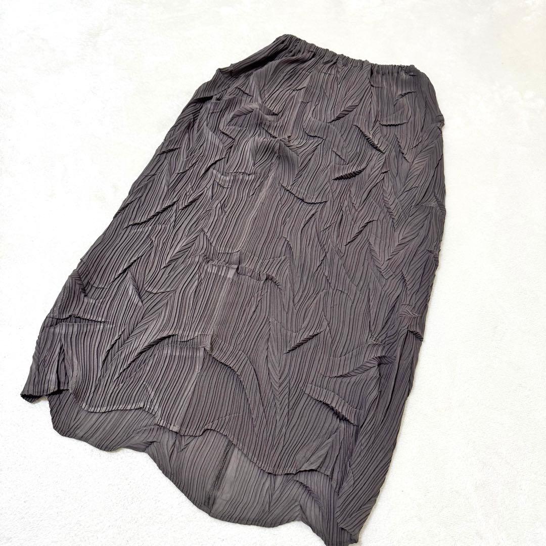 美品✨ISSEY MIYAKE 立体プリーツ　変形　グレー　マキシ丈　スカート