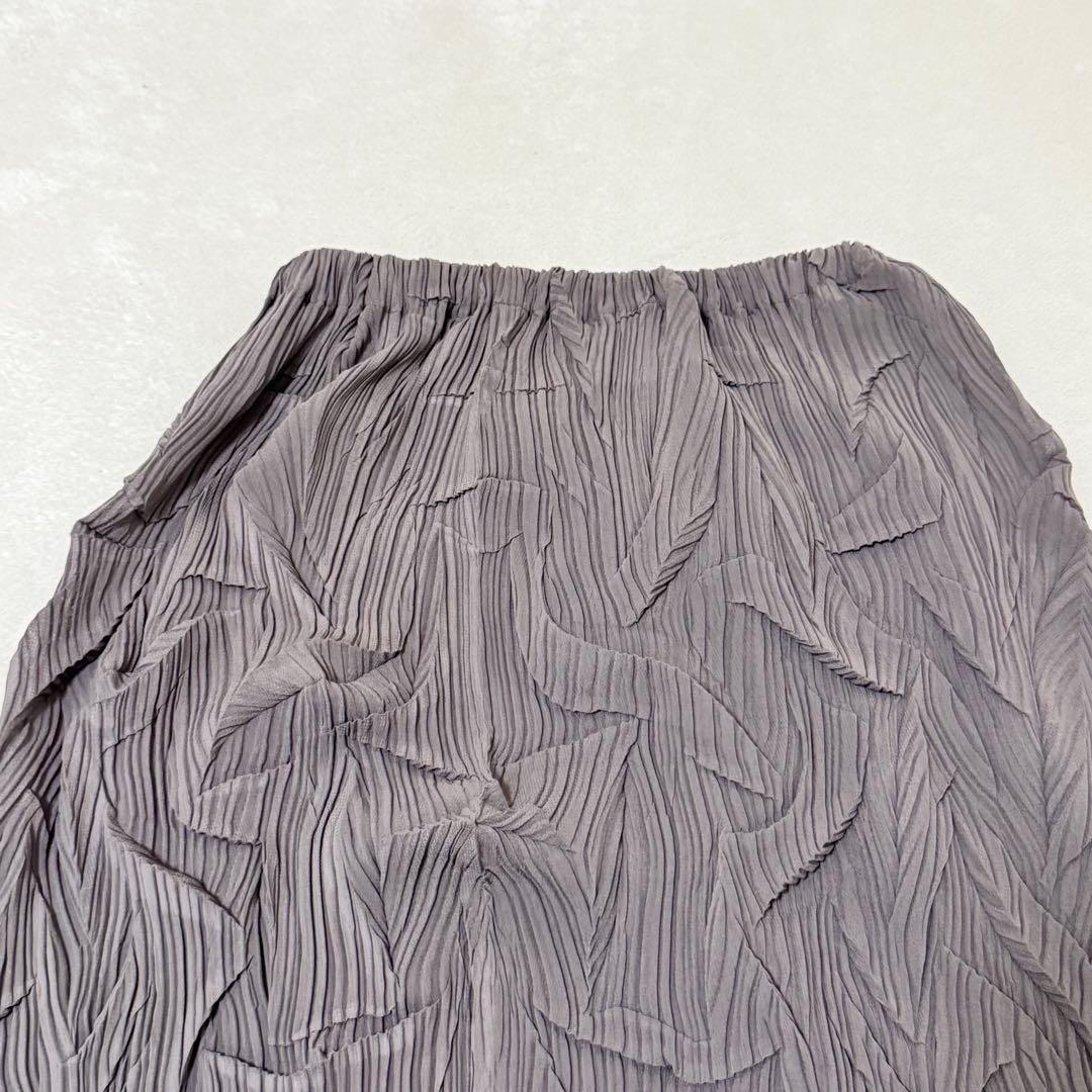 美品✨ISSEY MIYAKE 立体プリーツ　変形　グレー　マキシ丈　スカート