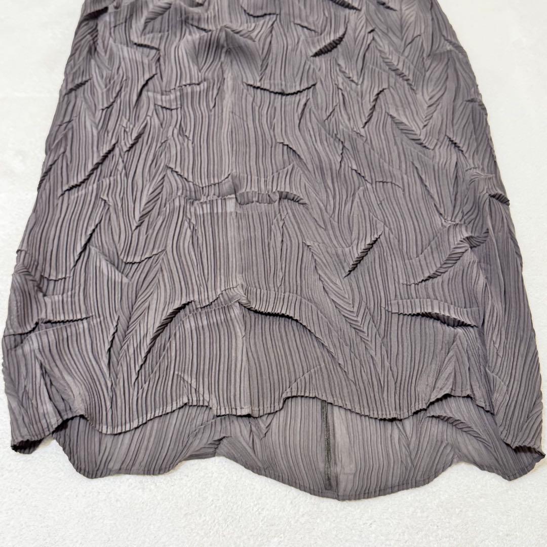 美品✨ISSEY MIYAKE 立体プリーツ　変形　グレー　マキシ丈　スカート