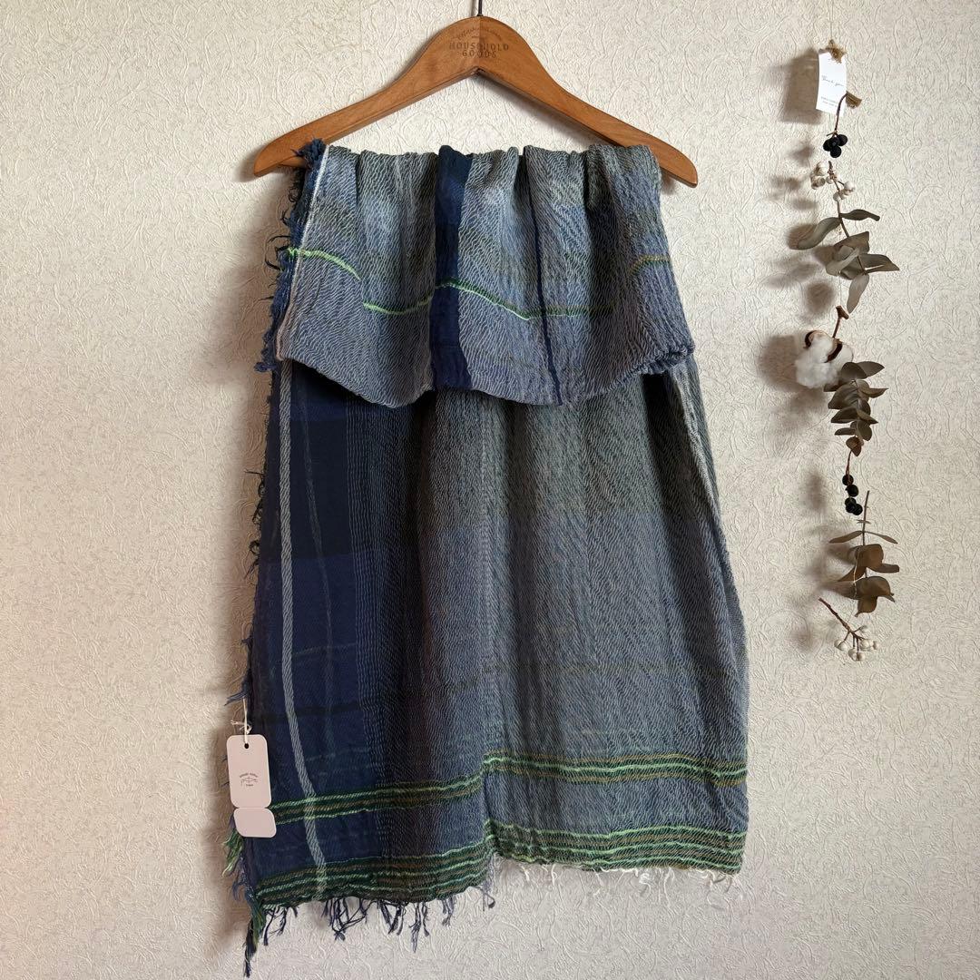＊新品＊タマキニイメ　ルーツショール　cotton BIG 播州織 ネイビー系