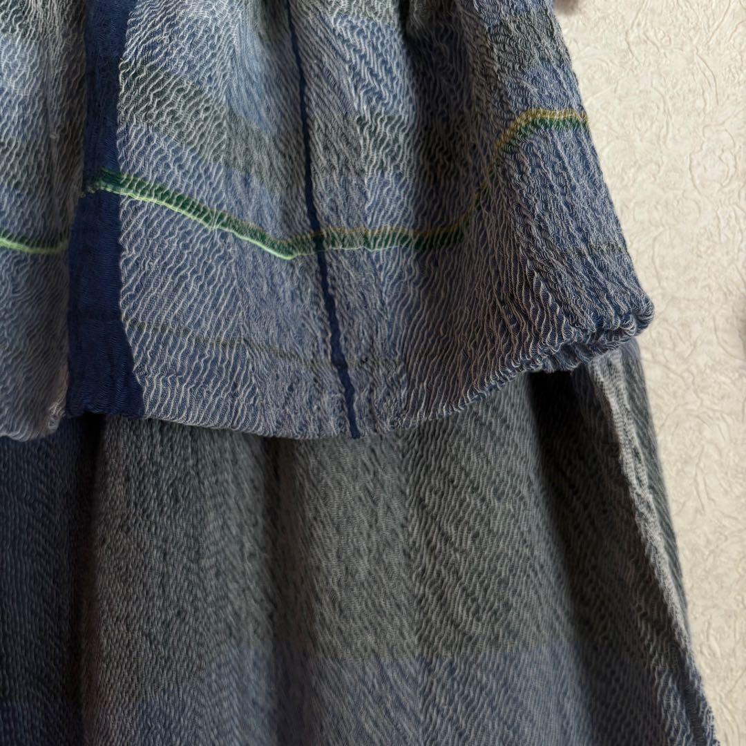 ＊新品＊タマキニイメ　ルーツショール　cotton BIG 播州織 ネイビー系