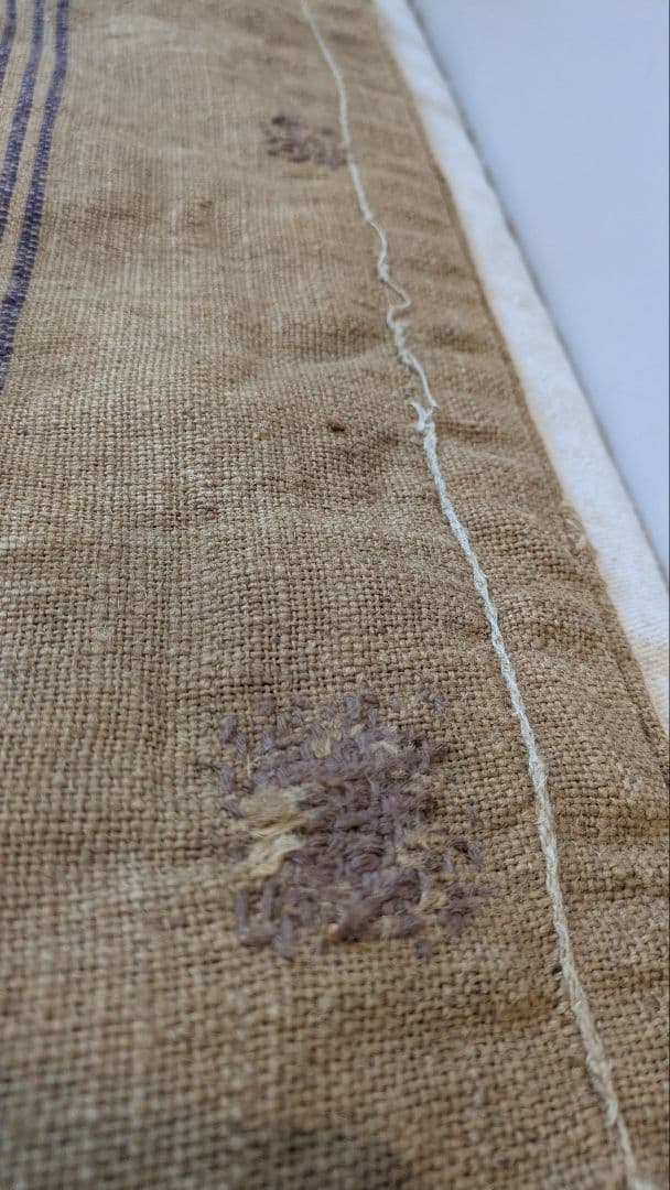 1909年 フランスアンティーク 穀物袋 麻袋 継ぎはぎ 襤褸 ボロ ジュート