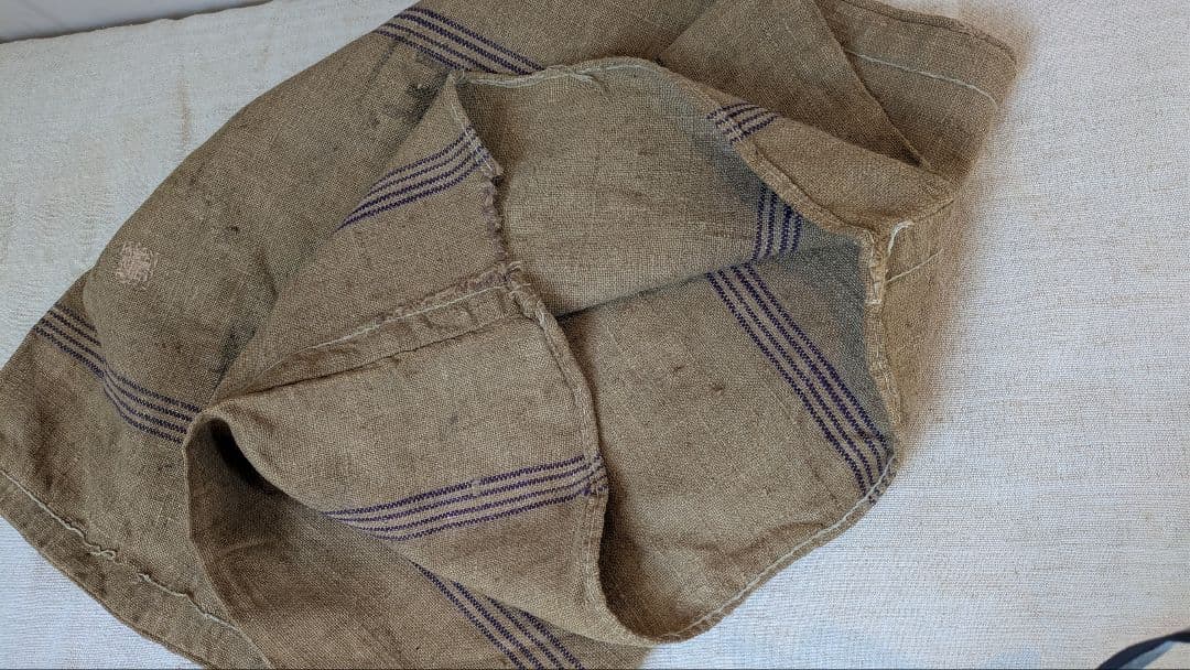 1909年 フランスアンティーク 穀物袋 麻袋 継ぎはぎ 襤褸 ボロ ジュート