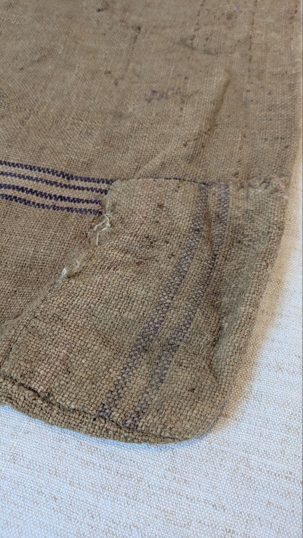 1909年 フランスアンティーク 穀物袋 麻袋 継ぎはぎ 襤褸 ボロ ジュート