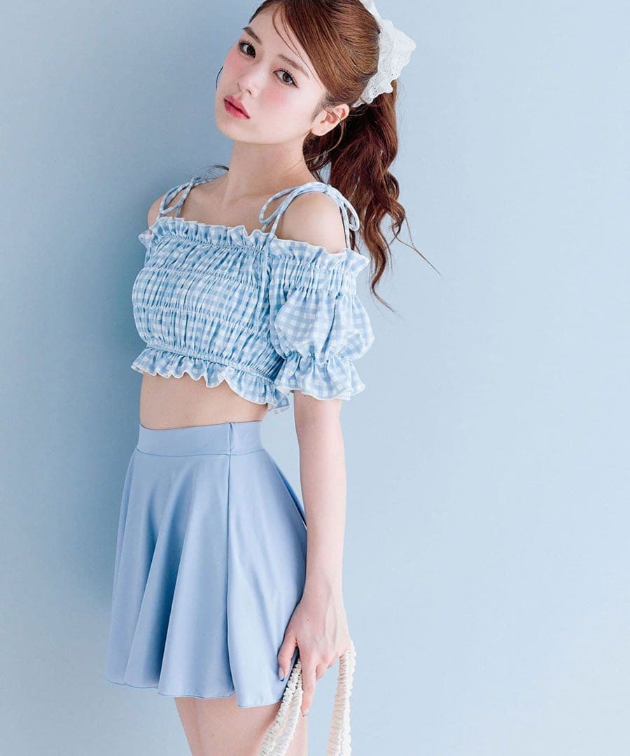 OLIVE des OLIVE SWIM WEAR 2022 サックス チェック