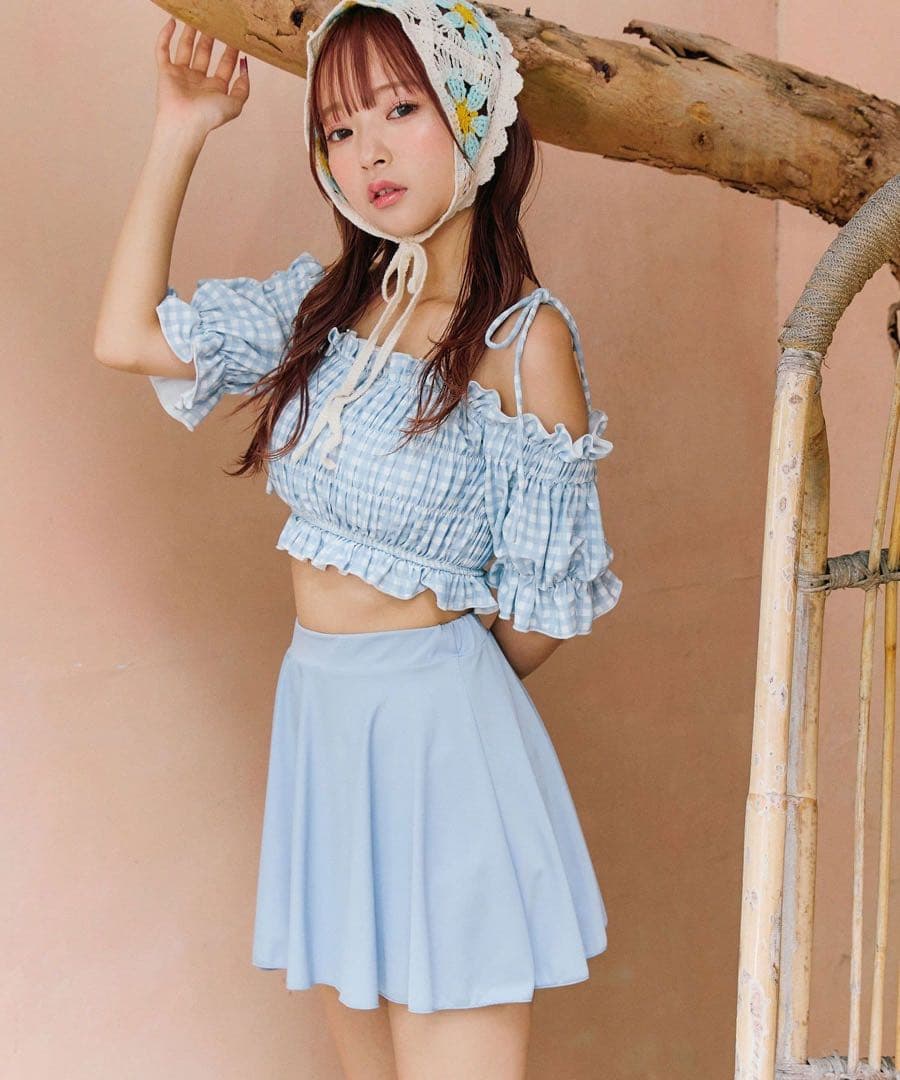 OLIVE des OLIVE SWIM WEAR 2022 サックス チェック