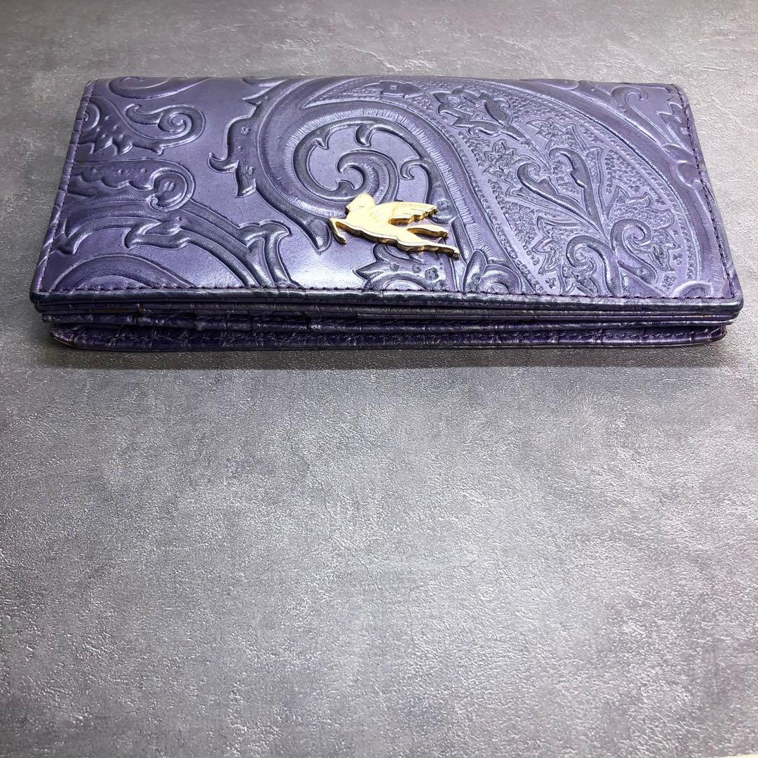 ✨️希少✨️ ETRO エトロ マルゴット ペイズリー ペガサス 長財布 ペガソ 紫