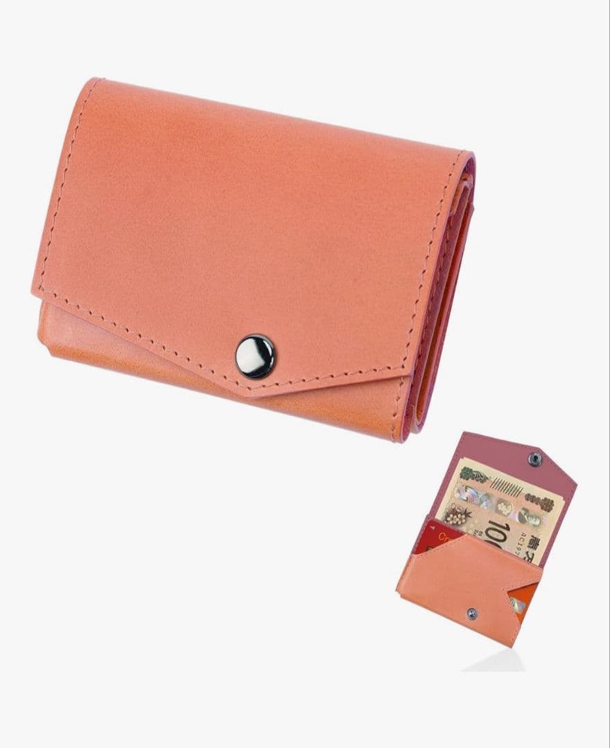 abrAsus アブラサス ブッテーロレザー 三つ折り財布 ピンク