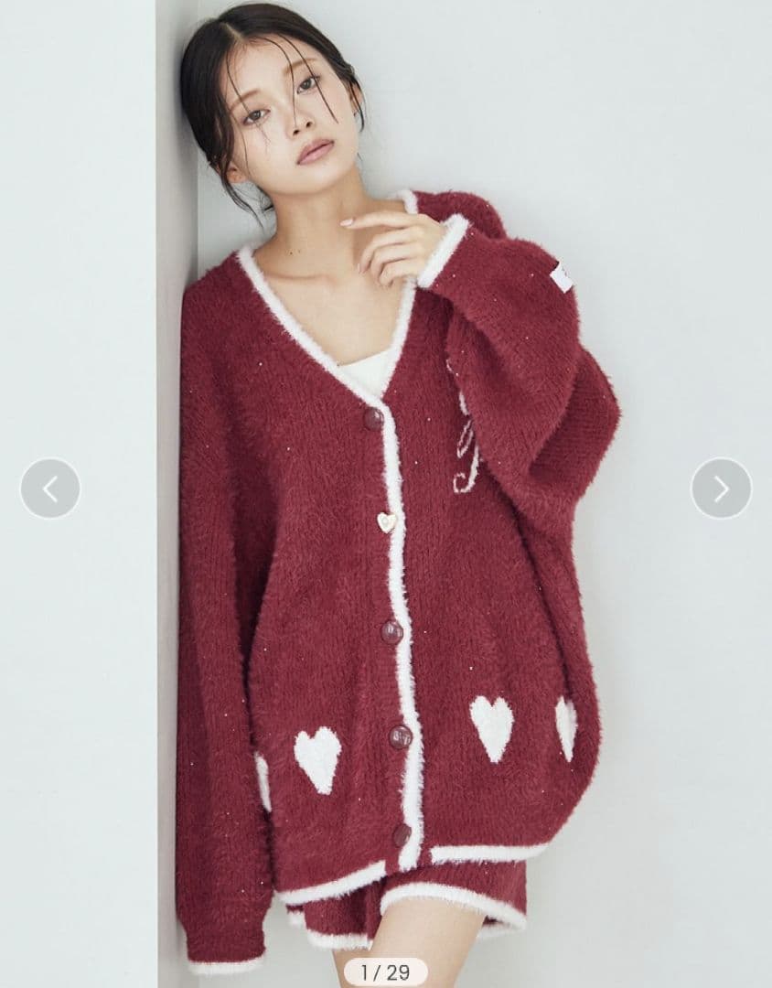 【完売】新品♡ジェラートピケ♡ラメフェザーカーディガン＆ショートパンツ♡レッド