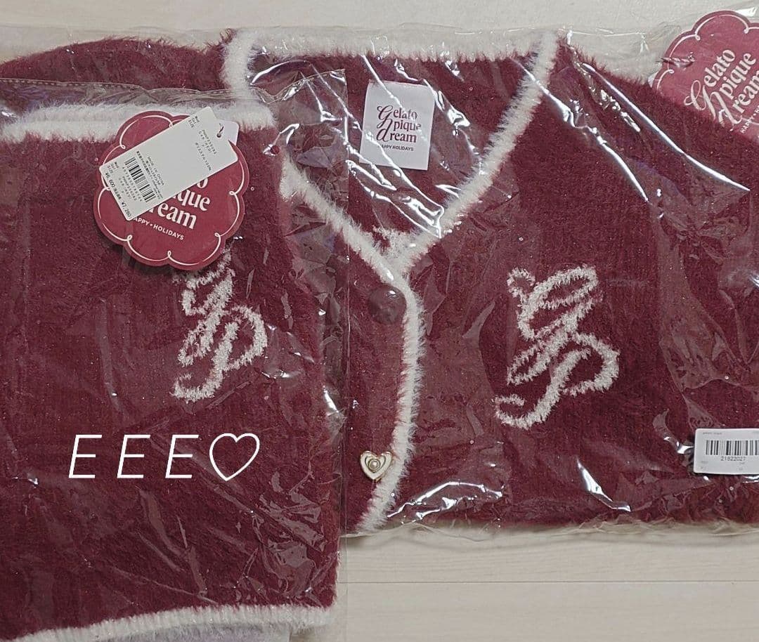 【完売】新品♡ジェラートピケ♡ラメフェザーカーディガン＆ショートパンツ♡レッド