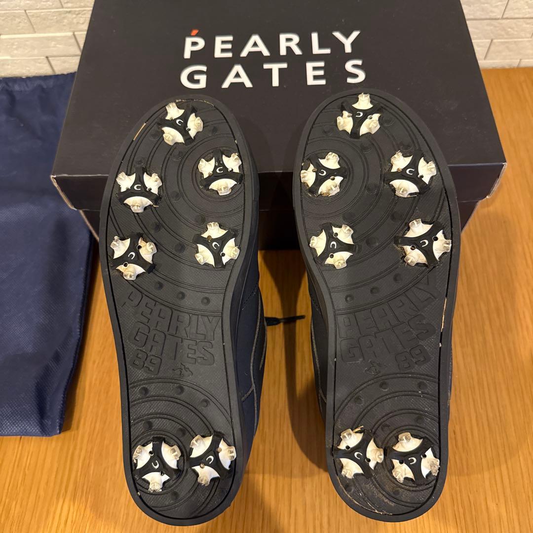 PEARLY GATES ネイビー オールレザーゴルフシューズ