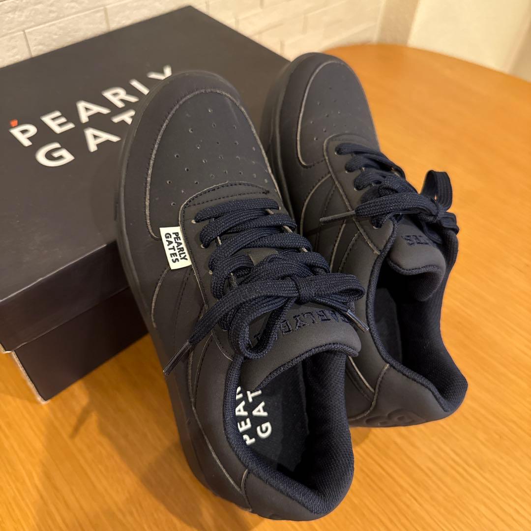 PEARLY GATES ネイビー オールレザーゴルフシューズ