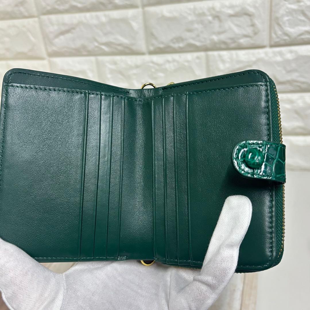 ③ GENUINE CROCODILE 財布　二つ折り　クロコダイル　グリーン