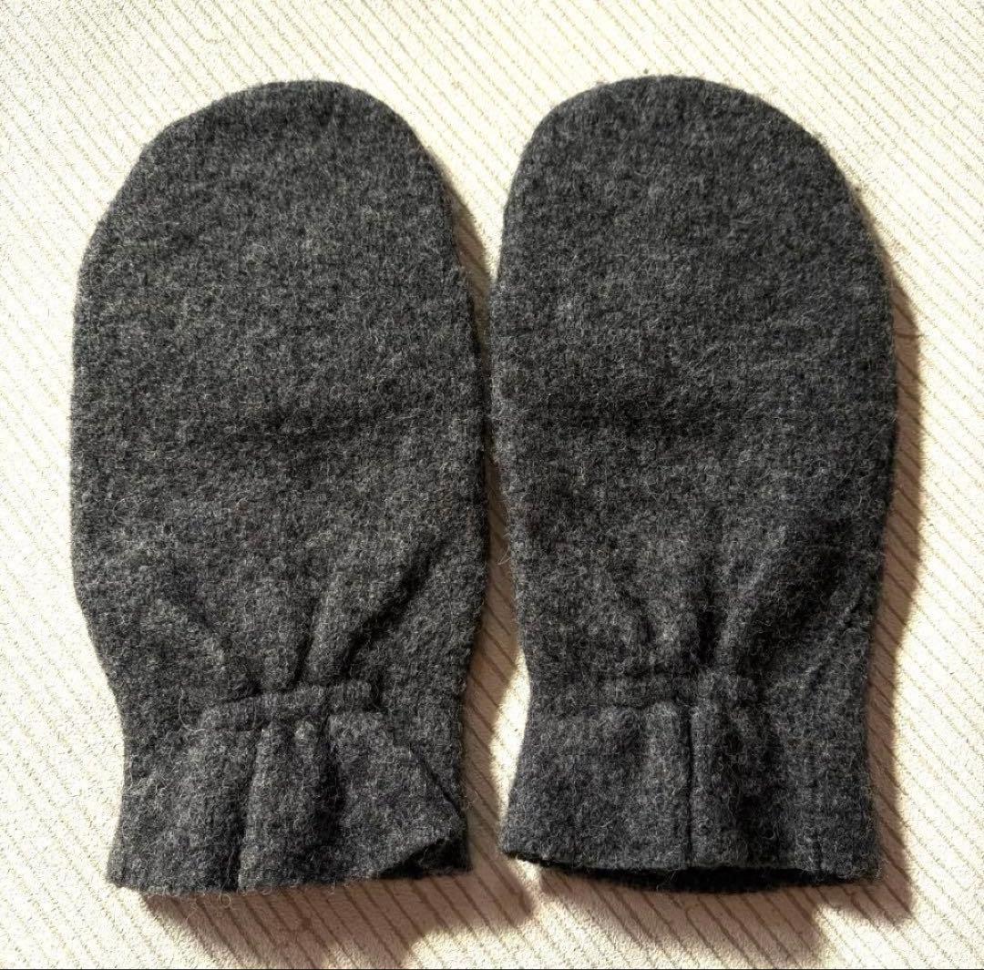 DRIES VAN NOTEN 手袋　ミトン　グローブ　ウール　グレー