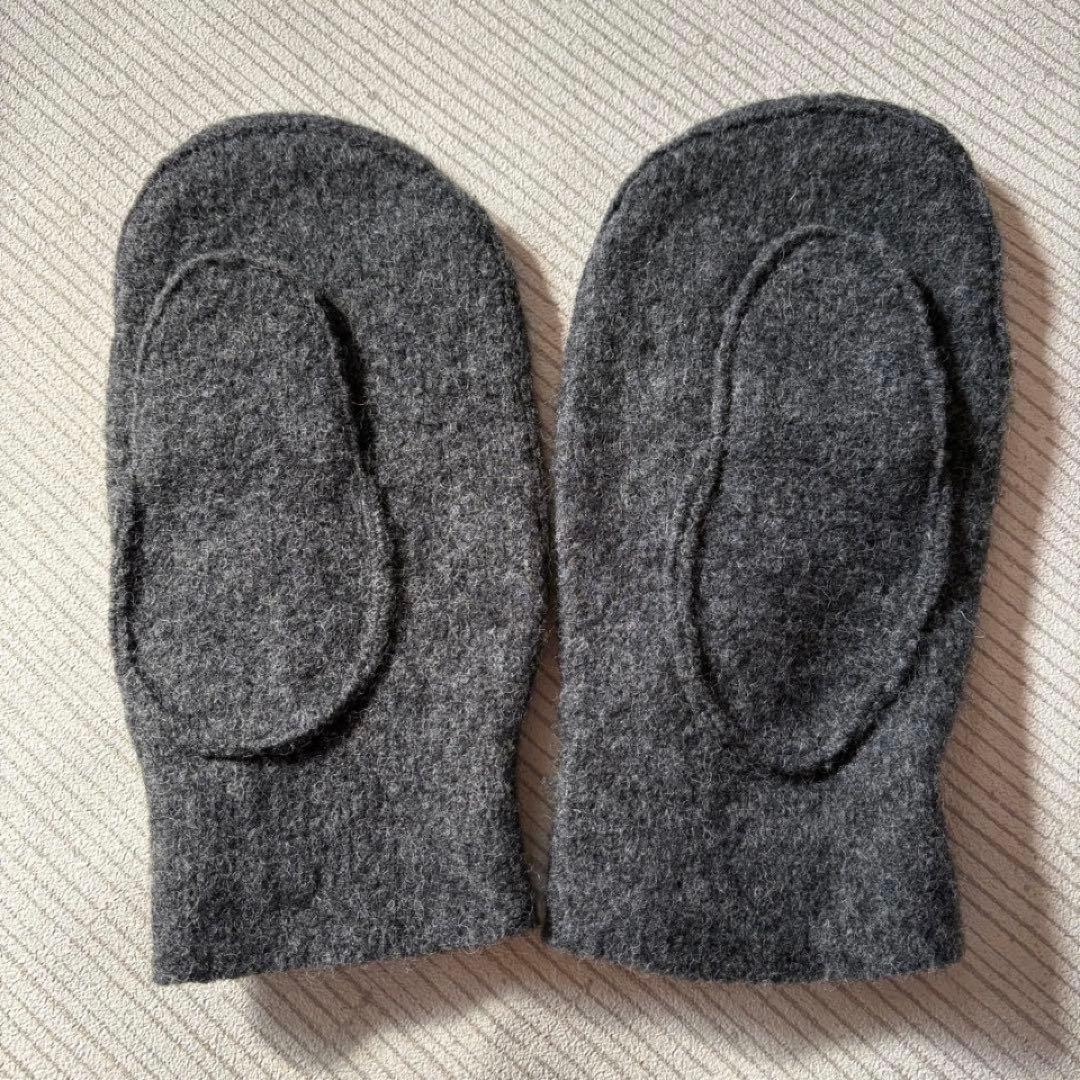 DRIES VAN NOTEN 手袋　ミトン　グローブ　ウール　グレー
