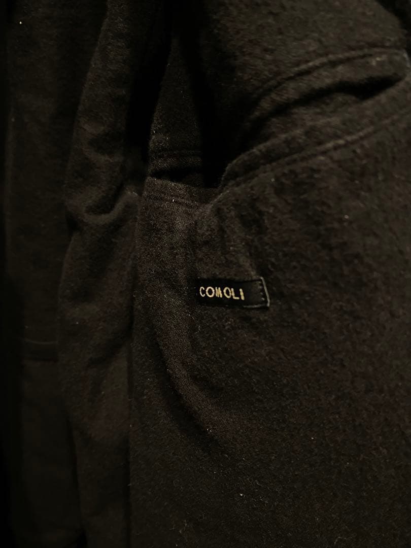 comoli ブラックデニムレザージャケット　襟レザー　size2 25aw