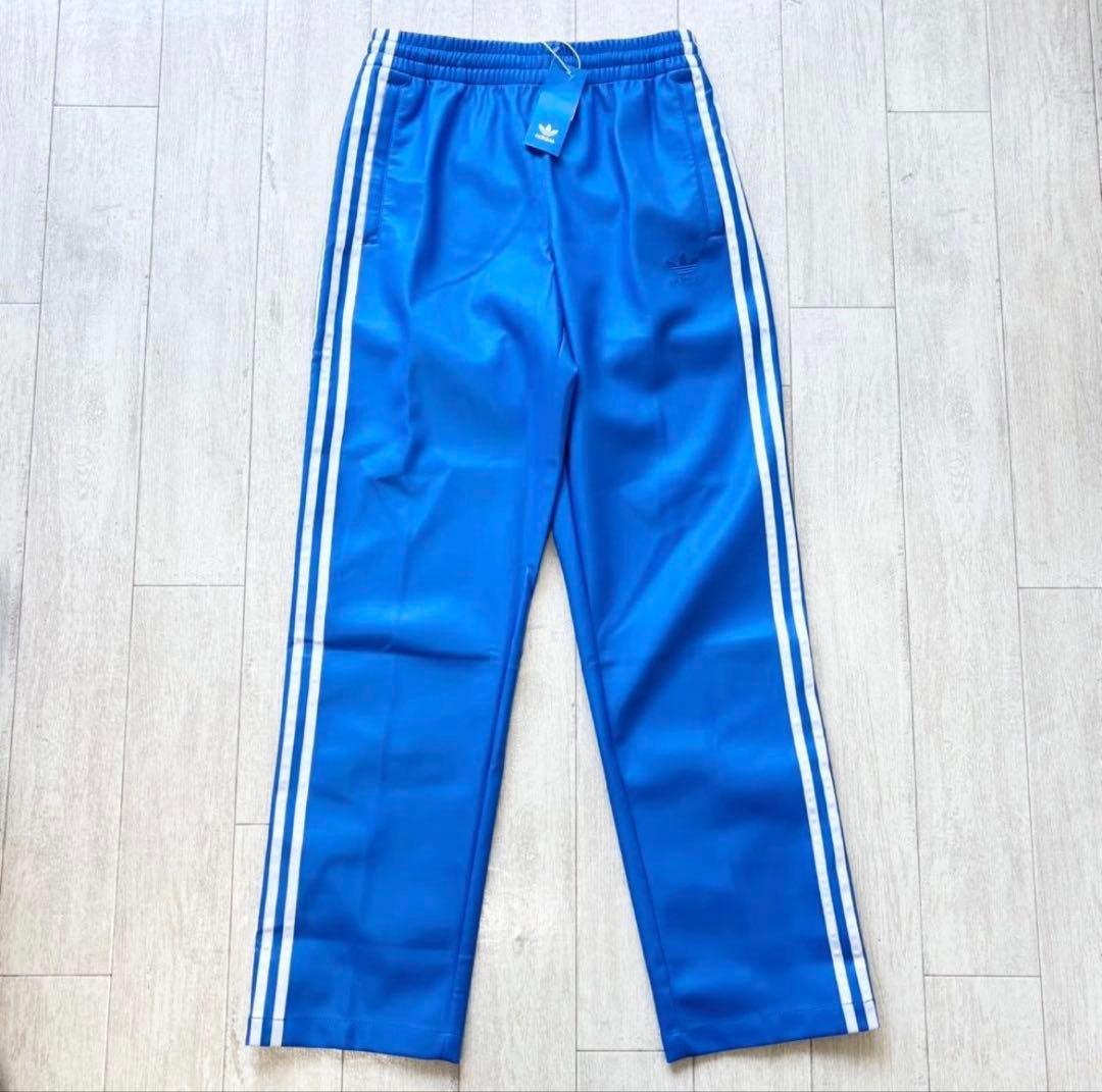新品　adidas フェイクレザー ファイヤーバード トラックパンツ青2XL