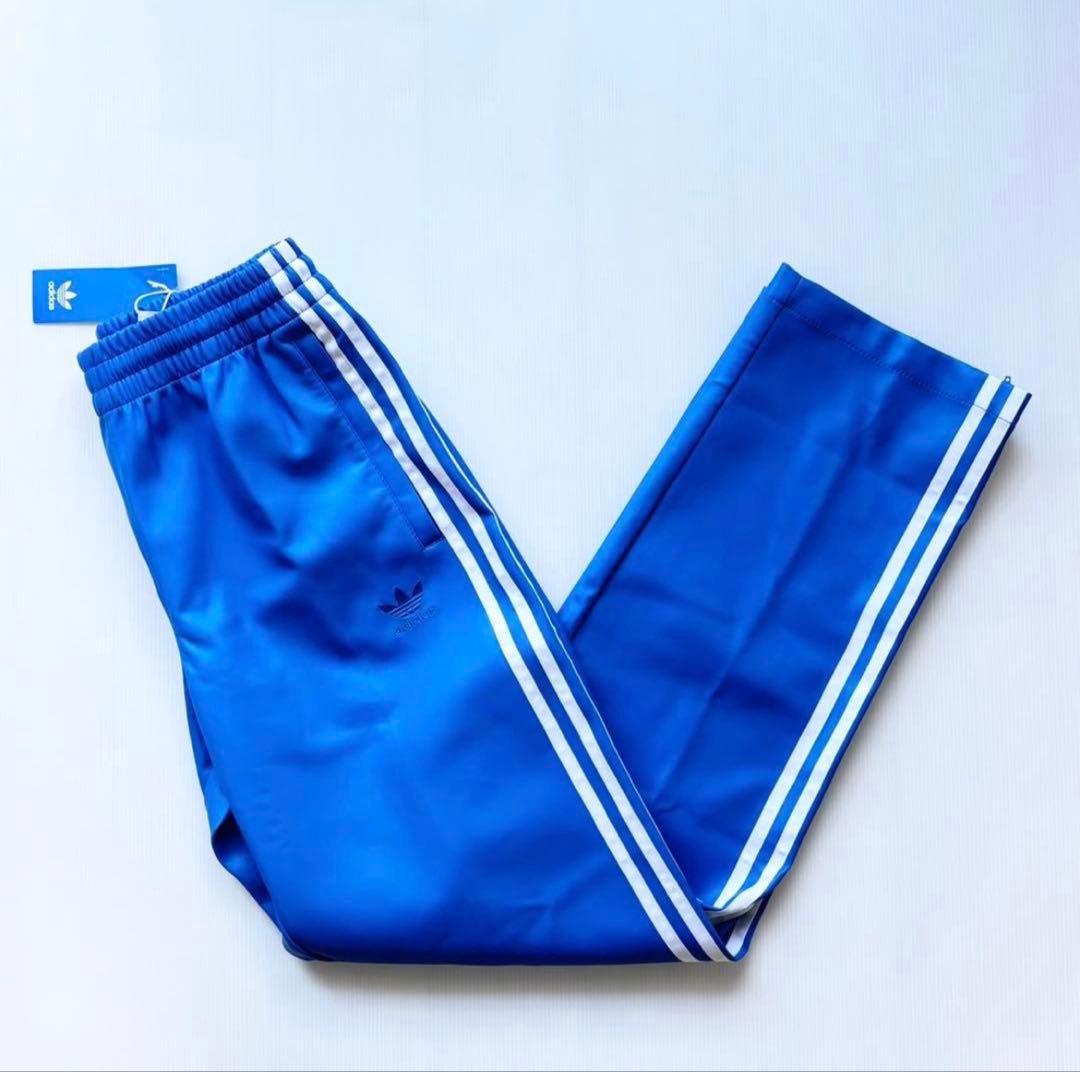 新品　adidas フェイクレザー ファイヤーバード トラックパンツ青2XL