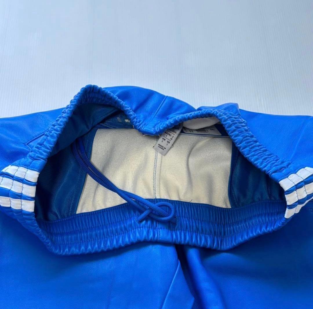 新品　adidas フェイクレザー ファイヤーバード トラックパンツ青2XL