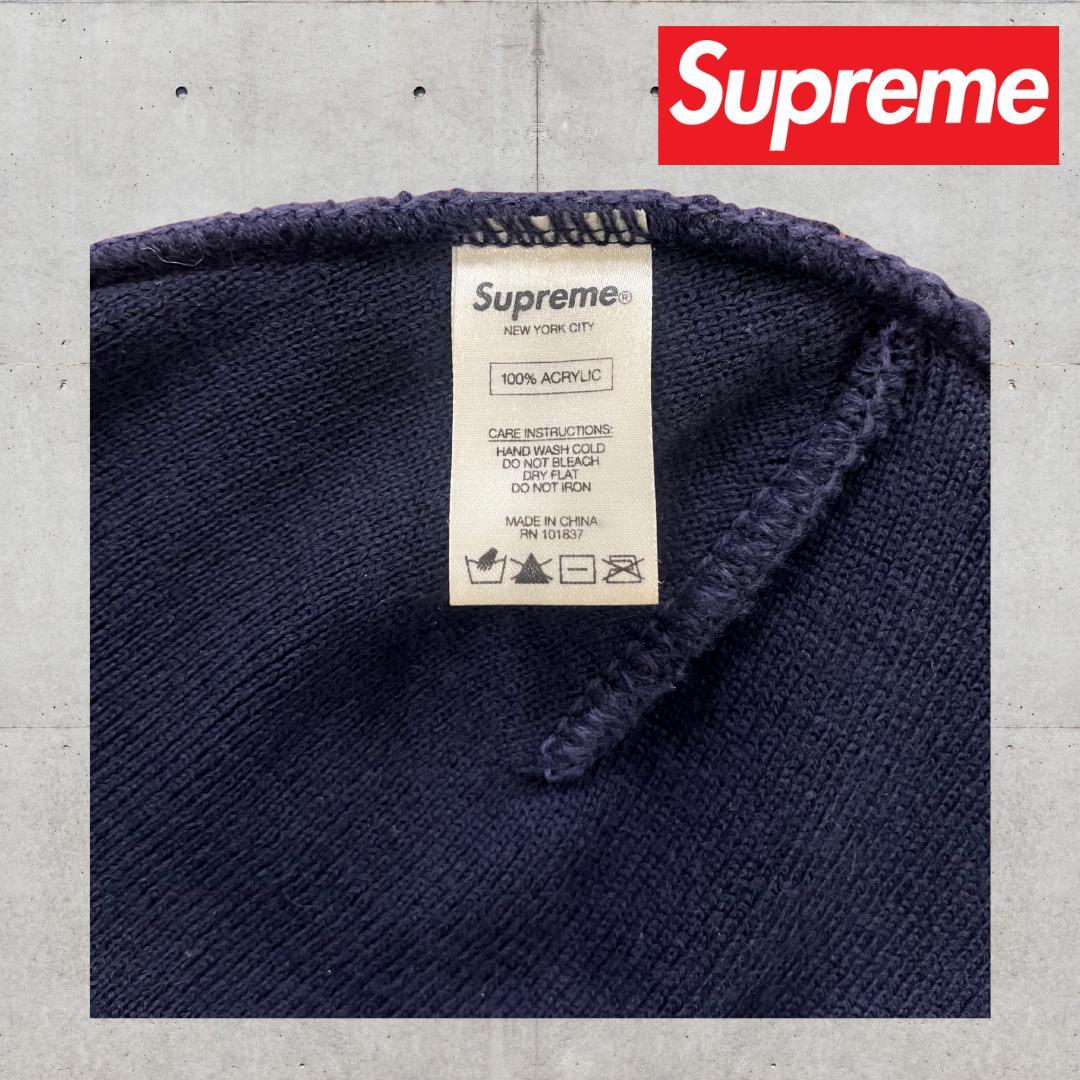 Supreme シュプリーム ニット帽 ビーニー ネイビー スパンコールロゴ